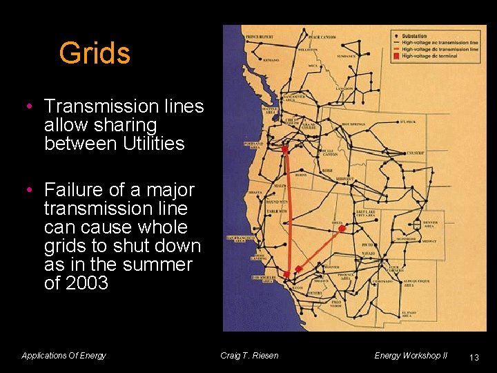 Grids • Transmission lines allow sharing between Utilities • Failure of a major transmission