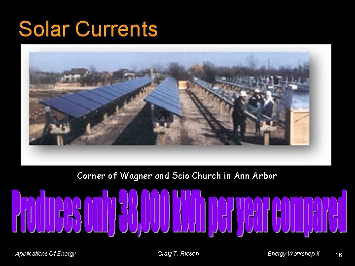 Solar Currents Corner of Wagner and Scio Church in Ann Arbor Applications Of Energy