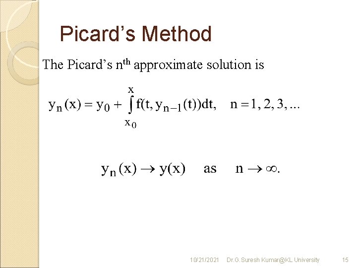 Numerical Solutions of Ordinary Differential Equations 10212021 Dr