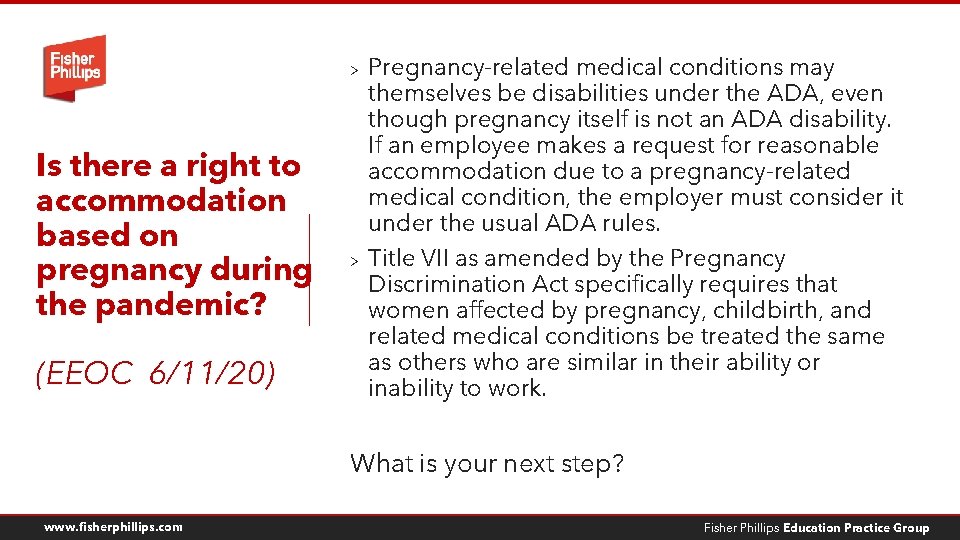 Is there a right to accommodation based on pregnancy during the pandemic? (EEOC 6/11/20)