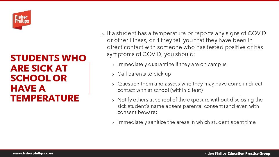 STUDENTS WHO ARE SICK AT SCHOOL OR HAVE A TEMPERATURE > If a student