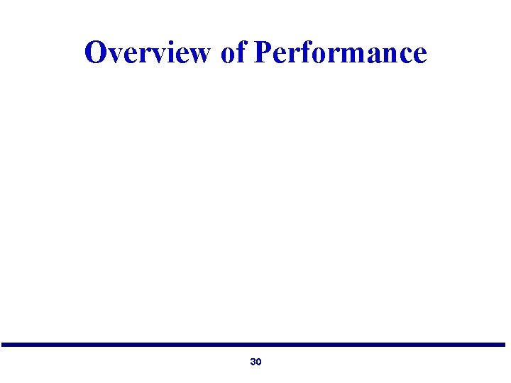 Overview of Performance 30 