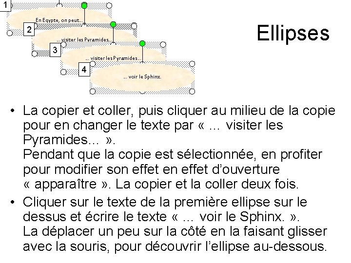 1 En Egypte, on peut… Ellipses 2 … En visiter Egypte, les Pyramides… on