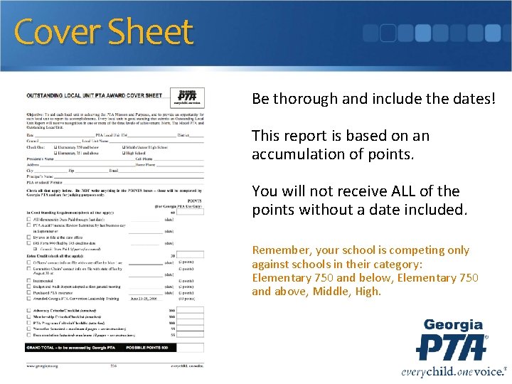 Cover Sheet Be thorough and include the dates! This report is based on an