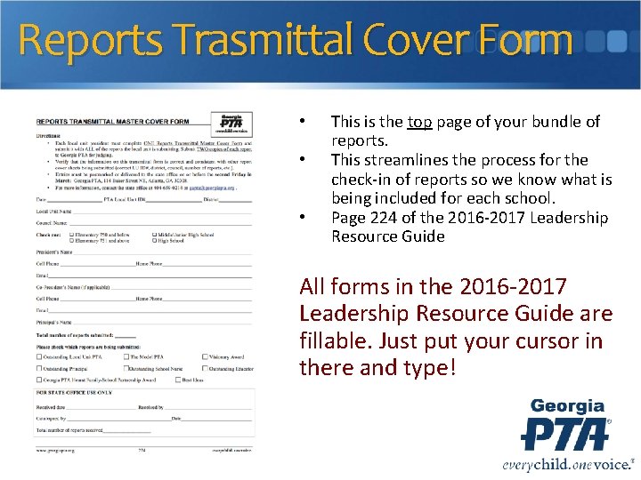 Reports Trasmittal Cover Form • • • This is the top page of your