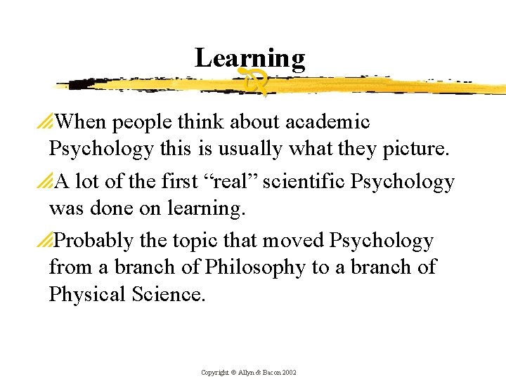 Learning p. When people think about academic Psychology this is usually what they picture.