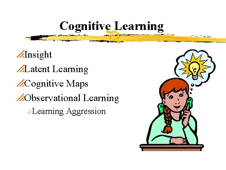 Cognitive Learning p. Insight p. Latent Learning p. Cognitive Maps p. Observational Learning o