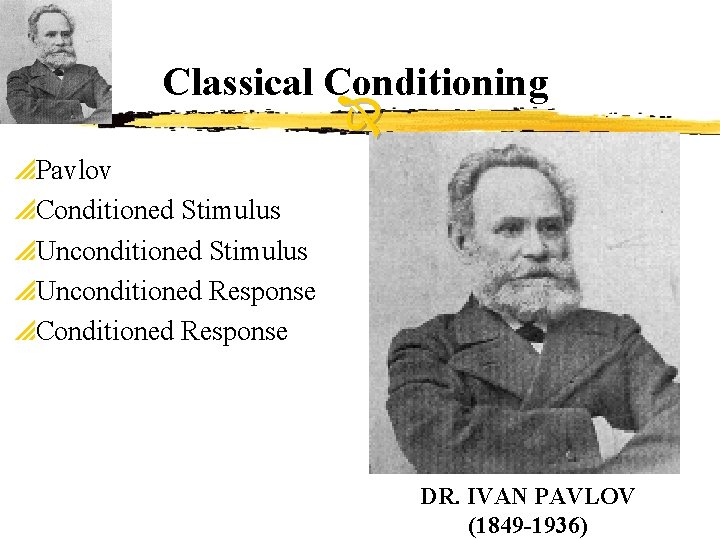 Classical Conditioning p. Pavlov p. Conditioned Stimulus p. Unconditioned Response p. Conditioned Response DR.
