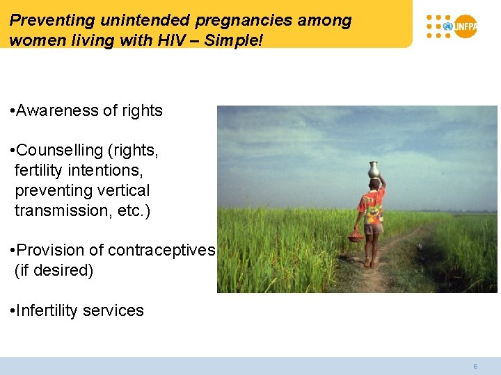 Preventing unintended pregnancies among women living with HIV – Simple! • Awareness of rights