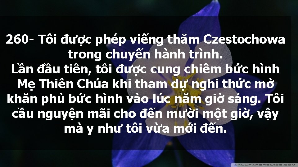 260 - Tôi được phép viếng thăm Czestochowa trong chuyến hành trình. Lần đầu