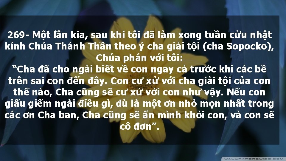 269 - Một lần kia, sau khi tôi đã làm xong tuần cửu nhật