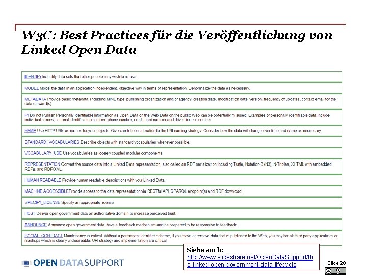 W 3 C: Best Practices für die Veröffentlichung von Linked Open Data Siehe auch: