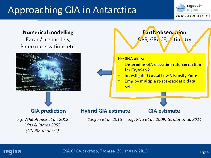 Approaching GIA in Antarctica Earth observation GPS, GRACE, Altimetry Numerical modelling Earth / Ice