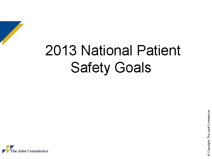 © Copyright, The Joint Commission 2013 National Patient Safety Goals 