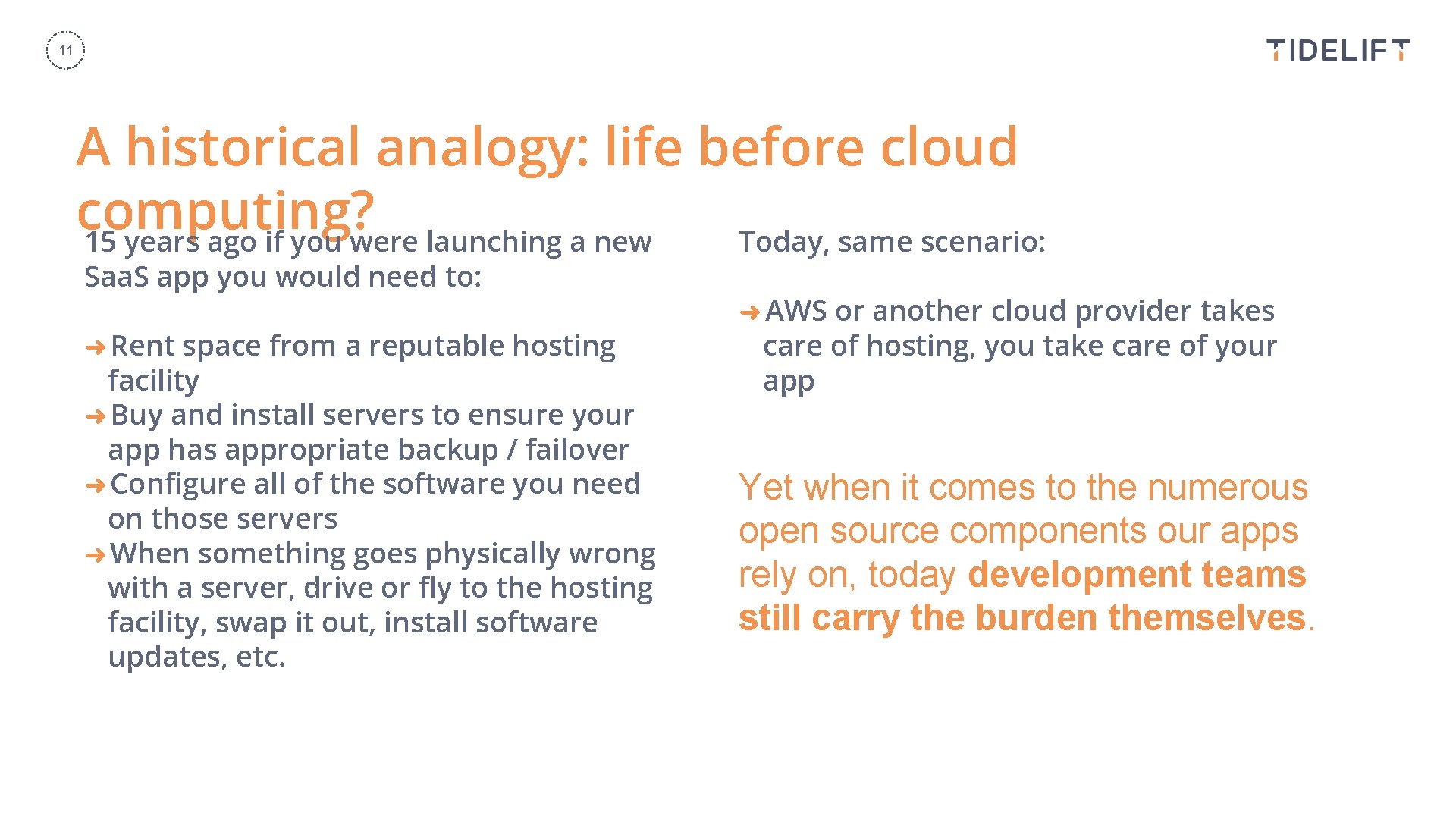 11 A historical analogy: life before cloud computing? 15 years ago if you were