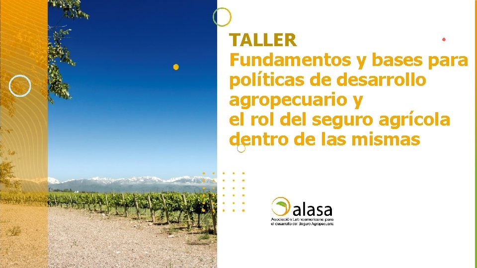 TALLER Fundamentos y bases para políticas de desarrollo agropecuario y el rol del seguro