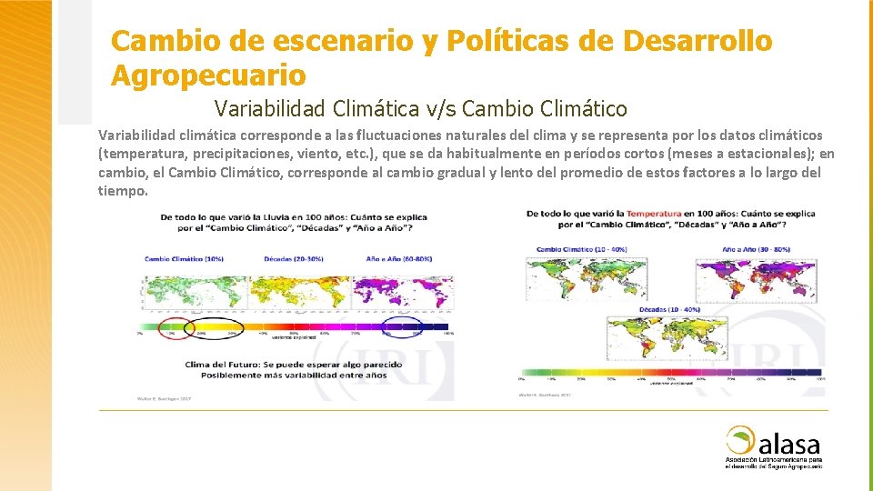 Cambio de escenario y Políticas de Desarrollo Agropecuario Variabilidad Climática v/s Cambio Climático Variabilidad