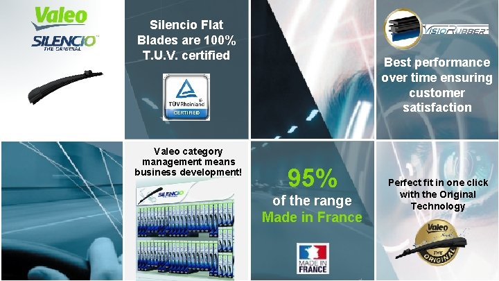 Silencio Flat Blades are 100% T. U. V. certified Valeo category management means business