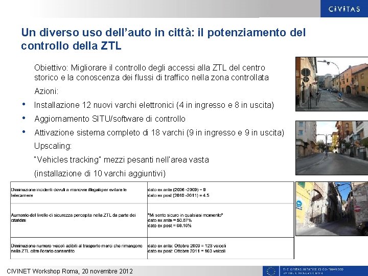 Un diverso uso dell’auto in città: il potenziamento del controllo della ZTL Obiettivo: Migliorare