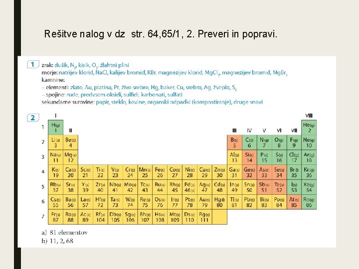 Rešitve nalog v dz str. 64, 65/1, 2. Preveri in popravi. 