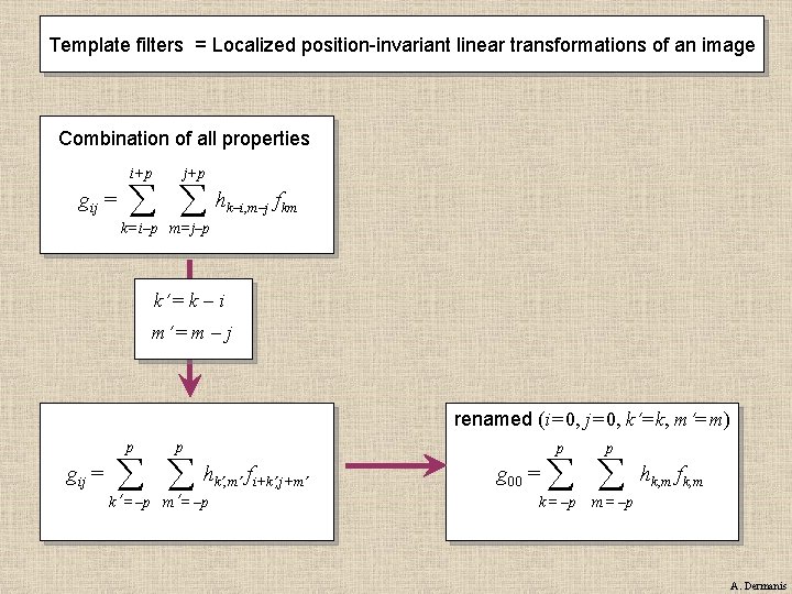 Template filters = Localized position-invariant linear transformations of an image Combination of all properties