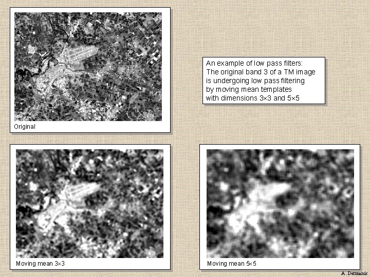 An example of low pass filters: The original band 3 of a TM image