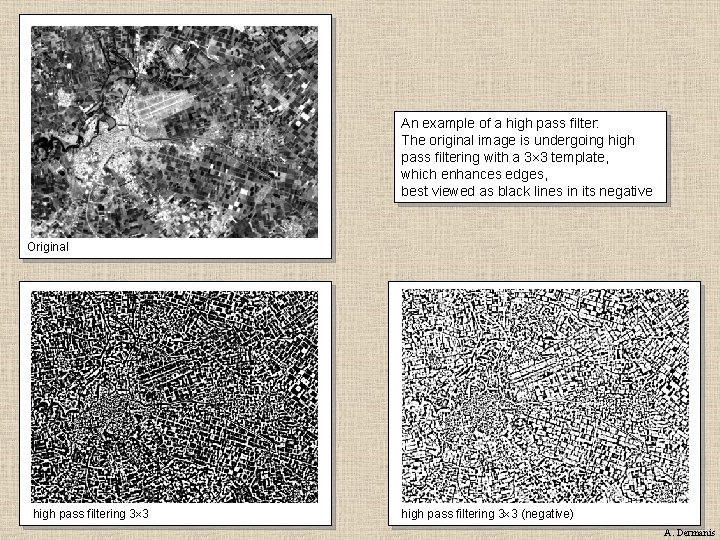 An example of a high pass filter: The original image is undergoing high pass