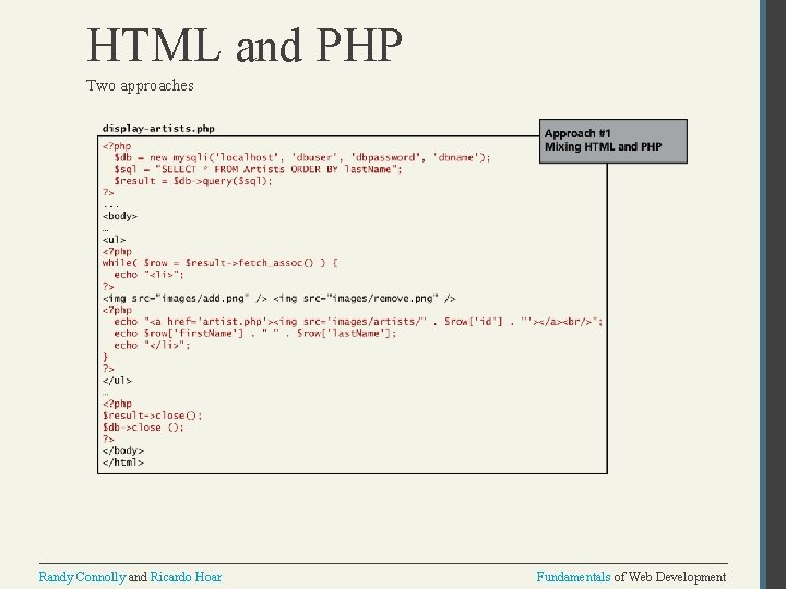 HTML and PHP Two approaches Randy Connolly and Ricardo Hoar Fundamentals of Web Development