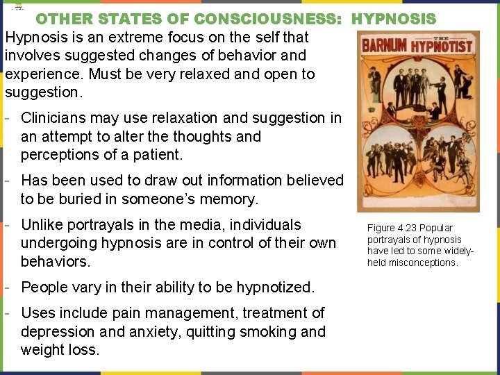 OTHER STATES OF CONSCIOUSNESS: HYPNOSIS Hypnosis is an extreme focus on the self that