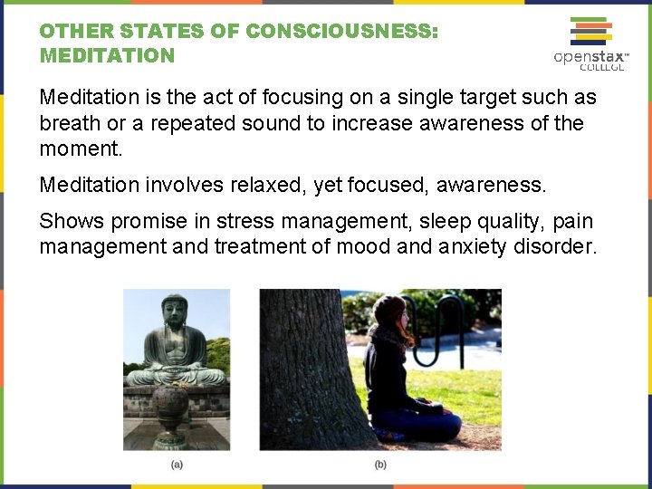 OTHER STATES OF CONSCIOUSNESS: MEDITATION Meditation is the act of focusing on a single