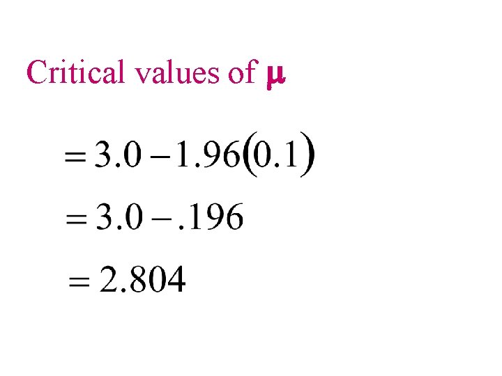 Critical values of m 