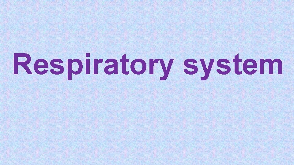 Respiratory system 