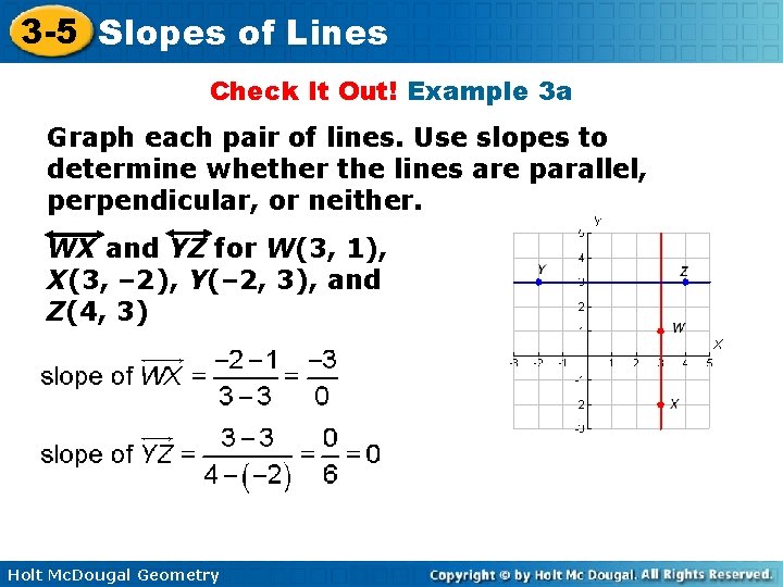 3 -5 Slopes of Lines Check It Out! Example 3 a Graph each pair