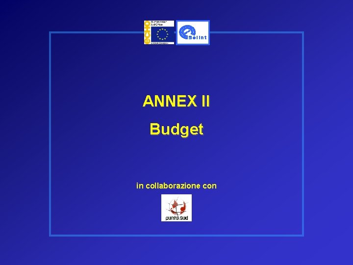 ANNEX II Budget in collaborazione con 