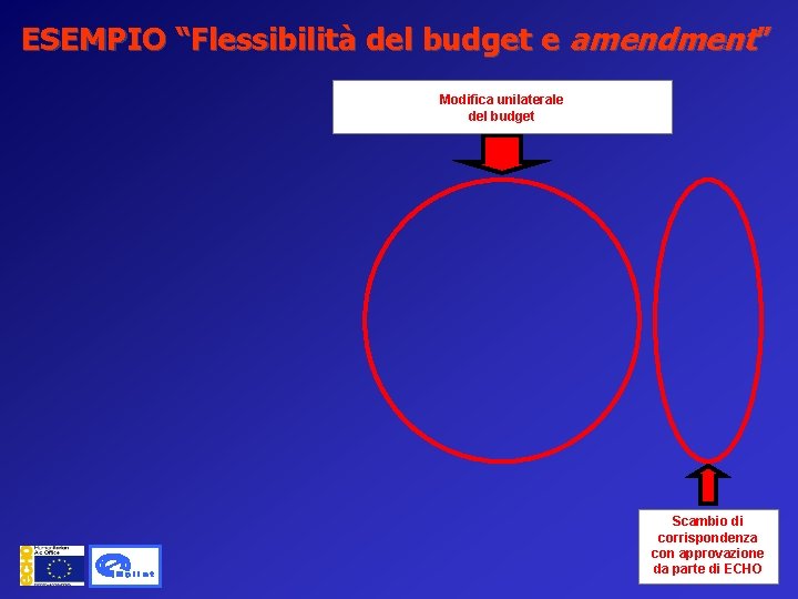 ESEMPIO “Flessibilità del budget e amendment” Modifica unilaterale del budget Scambio di corrispondenza con