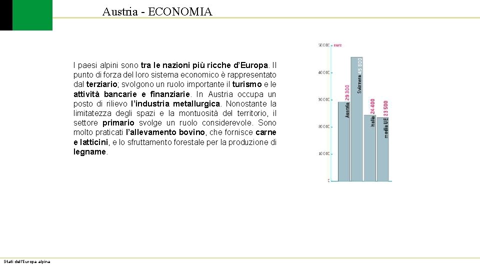 Austria - ECONOMIA I paesi alpini sono tra le nazioni più ricche d’Europa. Il