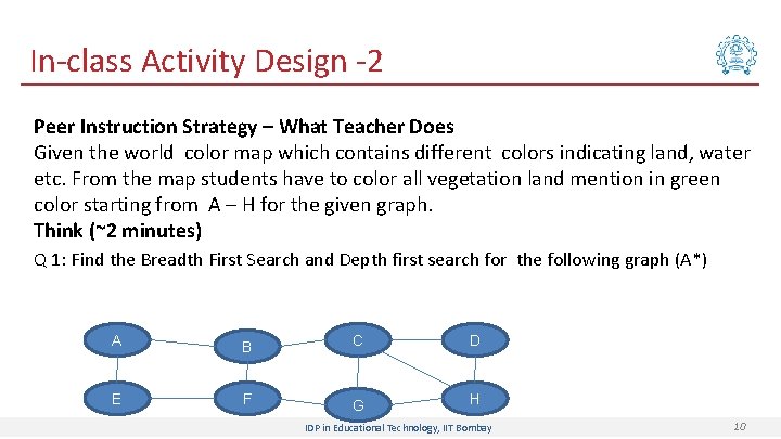 In-class Activity Design -2 Peer Instruction Strategy – What Teacher Does Given the world