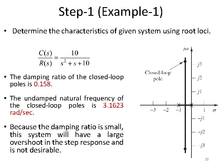 Step-1 (Example-1) • Determine the characteristics of given system using root loci. • The