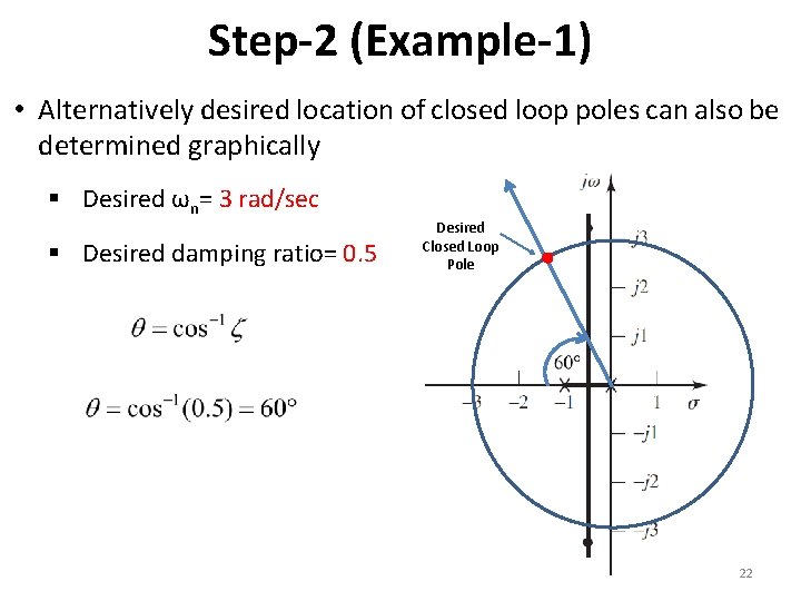 Step-2 (Example-1) • Alternatively desired location of closed loop poles can also be determined