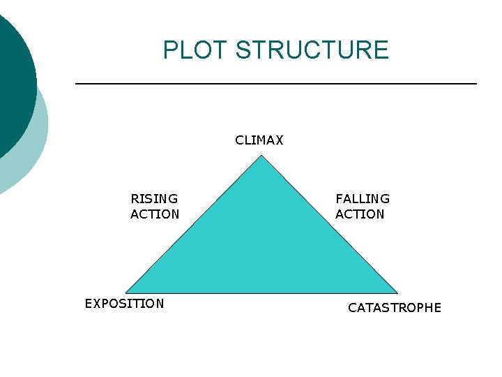 PLOT STRUCTURE CLIMAX RISING ACTION EXPOSITION FALLING ACTION CATASTROPHE 