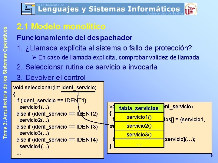 Sistemas Operativos Tema 3 Arquitectura de los Sistemas