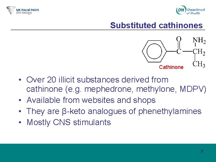 Substituted cathinones Cathinone • Over 20 illicit substances derived from cathinone (e. g. mephedrone,