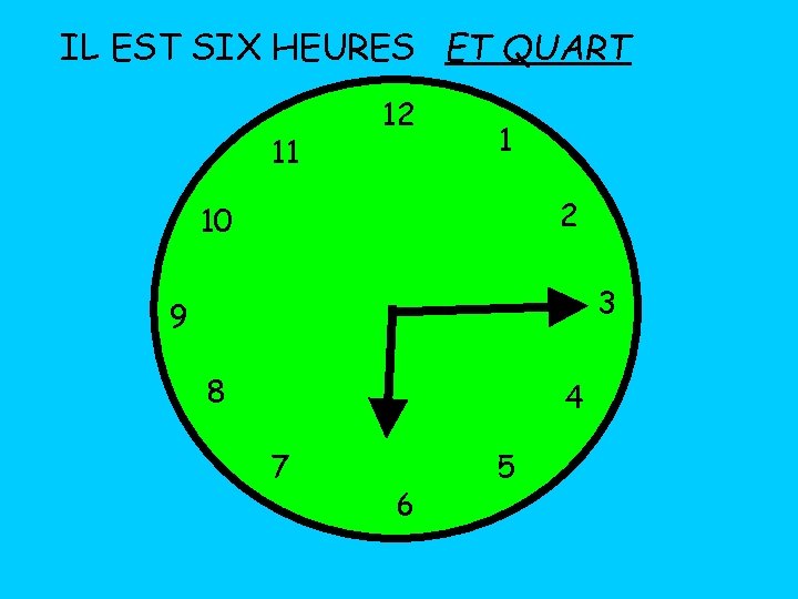 IL EST SIX HEURES ET QUART 11 12 1 2 10 3 9 8