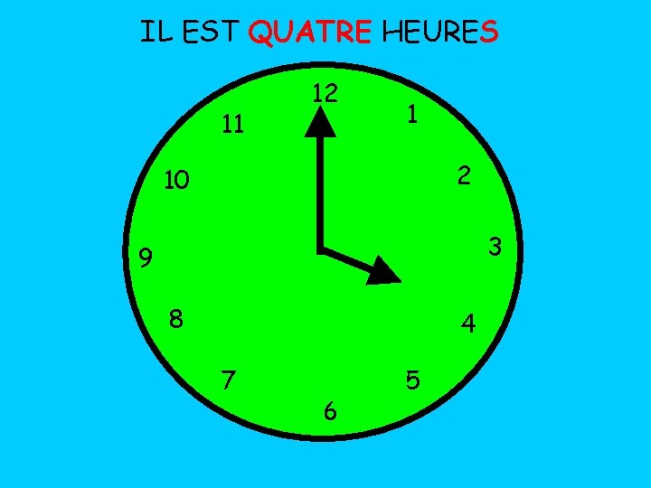 IL EST QUATRE HEURES 11 12 1 2 10 3 9 8 4 7