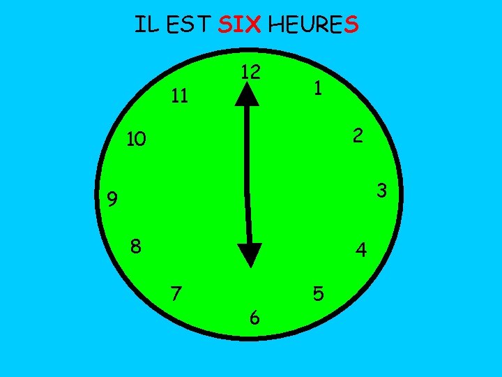 IL EST SIX HEURES 11 12 1 2 10 3 9 8 4 7