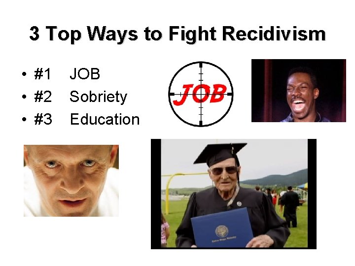 3 Top Ways to Fight Recidivism • #1 • #2 • #3 JOB Sobriety