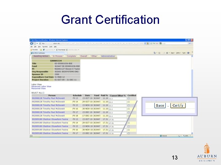 Grant Certification 13 