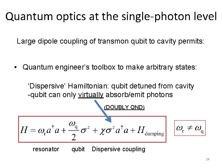 Quantum optics at the single-photon level Large dipole coupling of transmon qubit to cavity Quantum optics at the single-photon level Large dipole coupling of transmon qubit to cavity