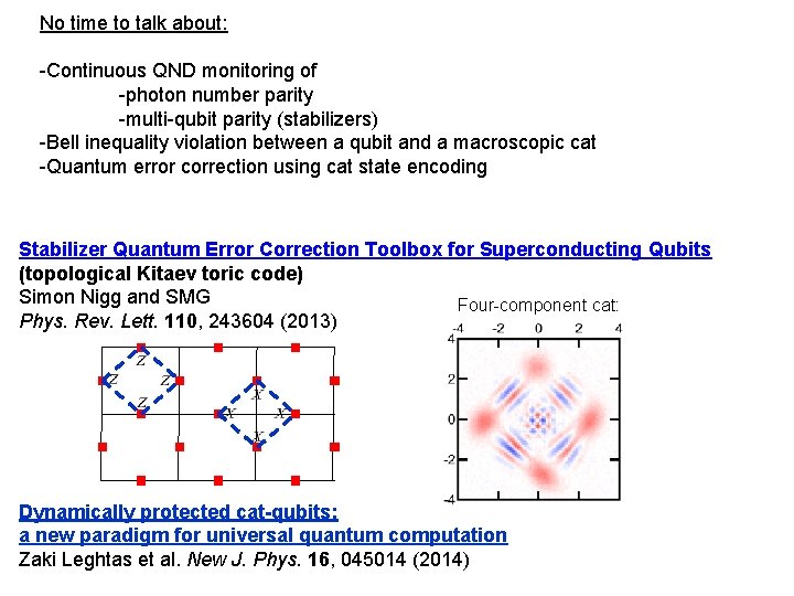 No time to talk about: -Continuous QND monitoring of -photon number parity -multi-qubit parity No time to talk about: -Continuous QND monitoring of -photon number parity -multi-qubit parity