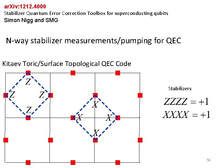 ar. Xiv: 1212. 4000 Stabilizer Quantum Error Correction Toolbox for superconducting qubits Simon Nigg ar. Xiv: 1212. 4000 Stabilizer Quantum Error Correction Toolbox for superconducting qubits Simon Nigg